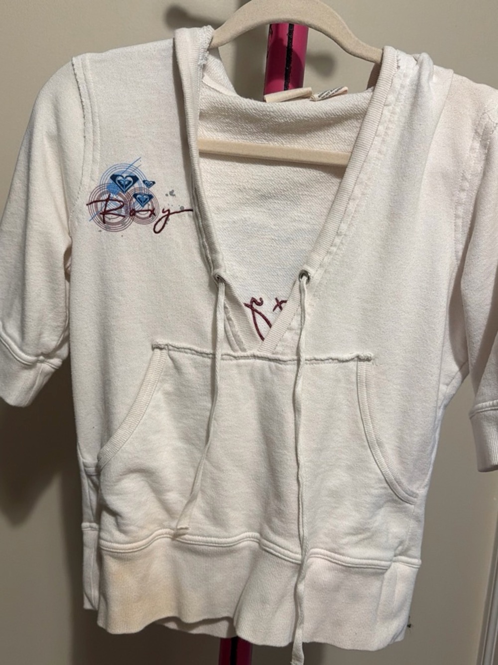 Rare Vintage Y2K Roxy 3/4 Sleeve Graphic Hoodie M